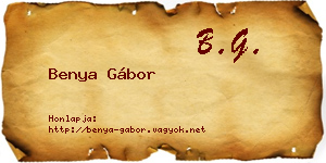 Benya Gábor névjegykártya